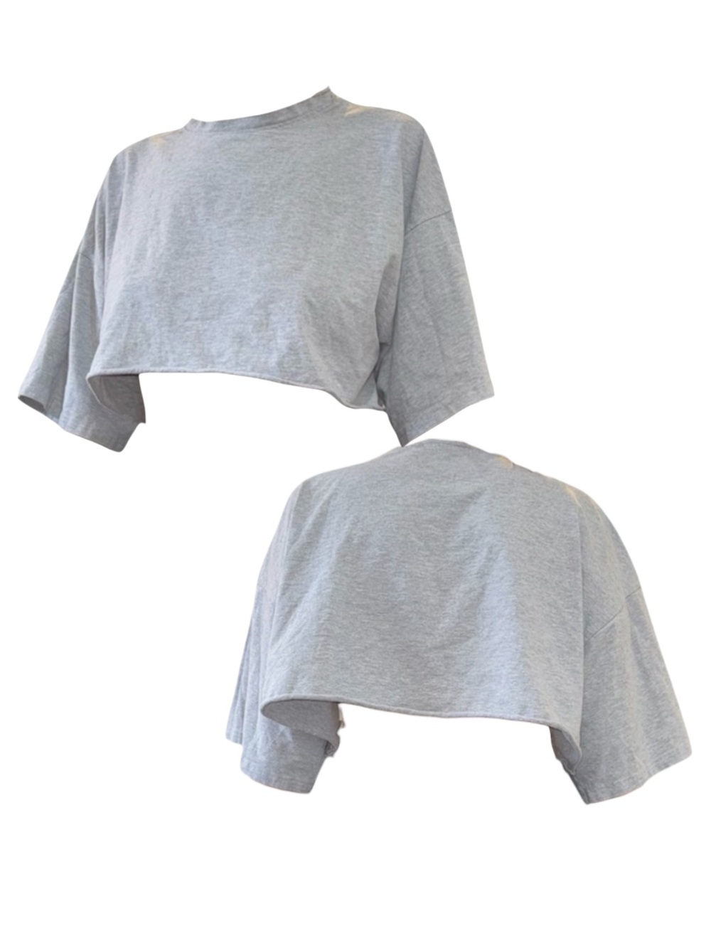 Missguided Light Gray Cropped Boxy Tee